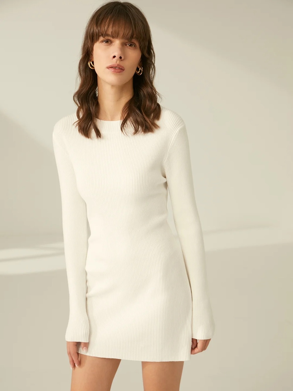 COMMENSE Ribbed Crewneck Sweater Dress - size Medium